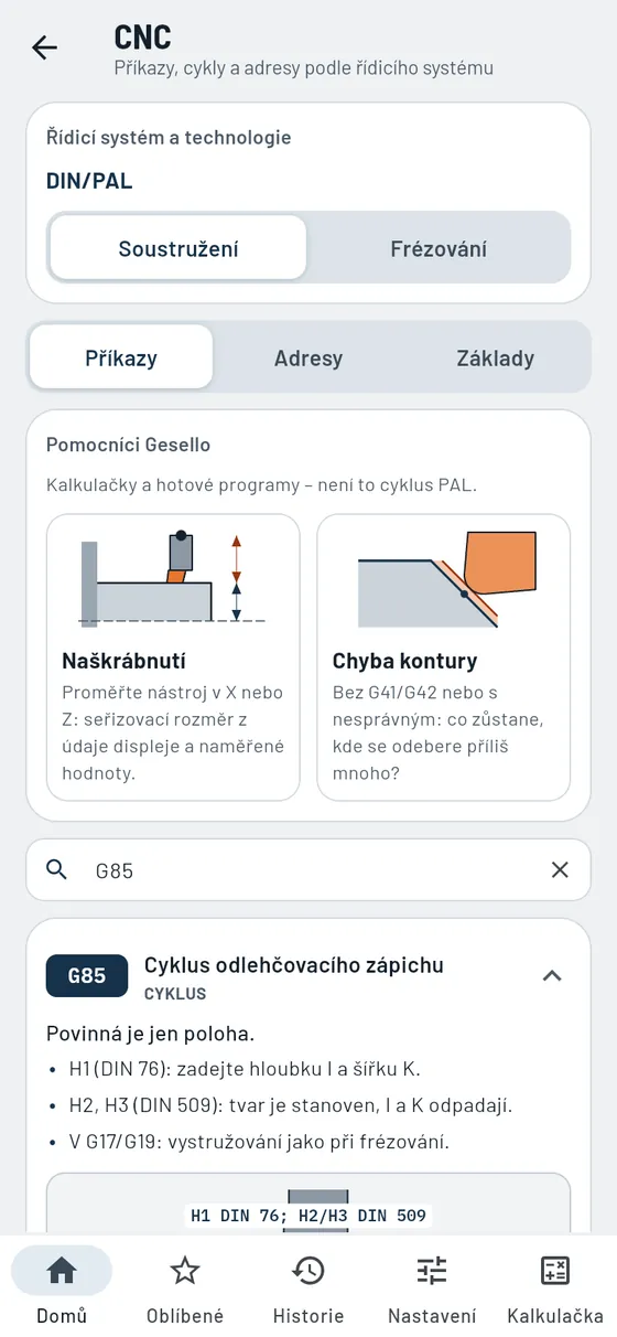Gesello: CNC – soustružení: G85