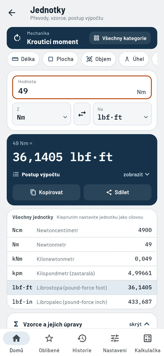 Gesello: Jednotky – Krouticí moment