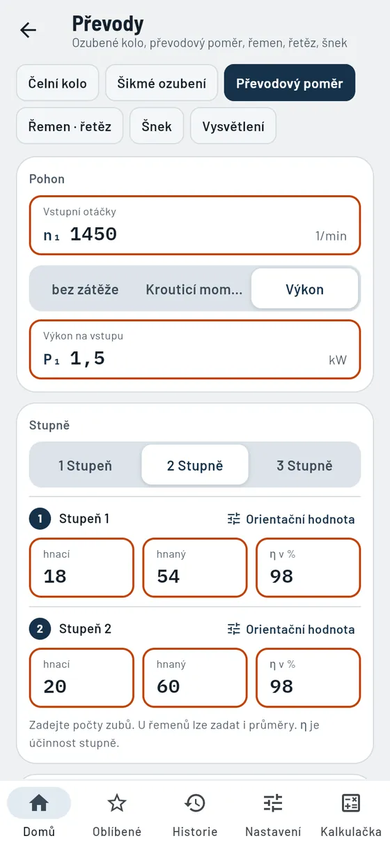 Gesello: Převody – Převodový poměr