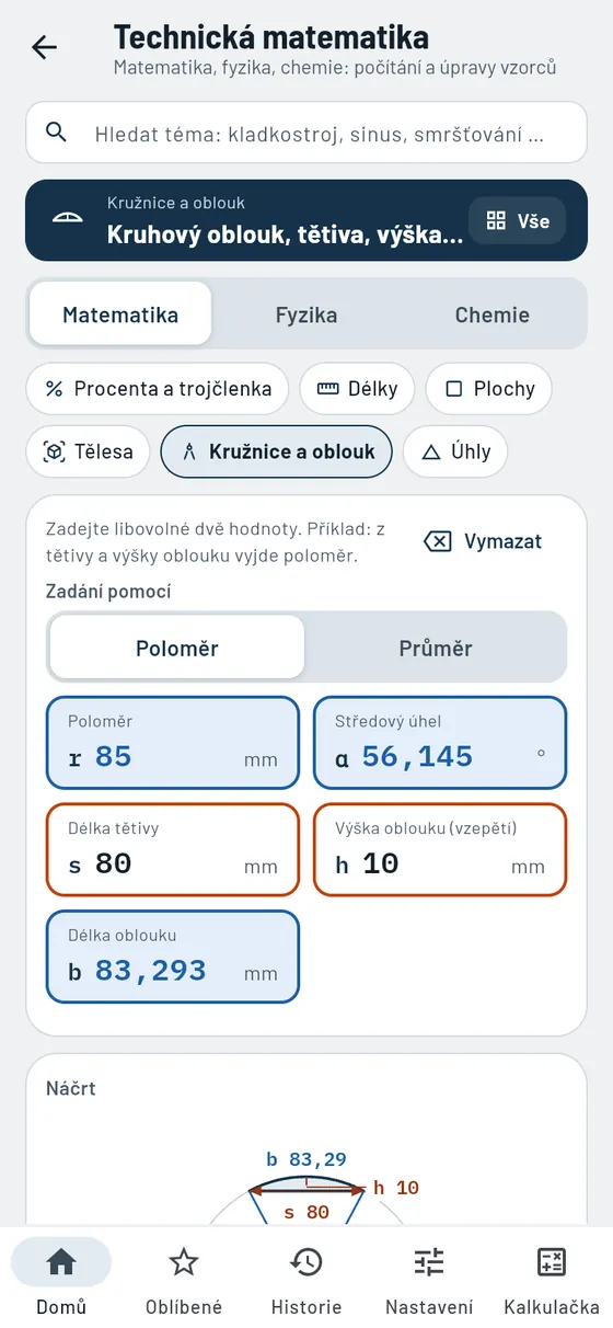Gesello: Technická matematika – Délka oblouku