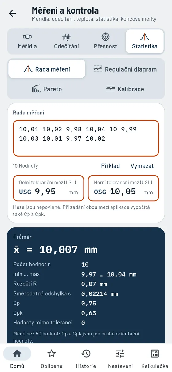Gesello: série měření s Cpk
