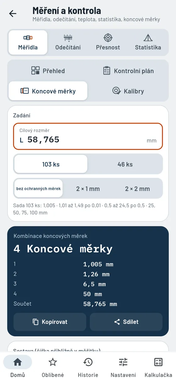 Gesello: měření a kontrola – skládání koncových měrek