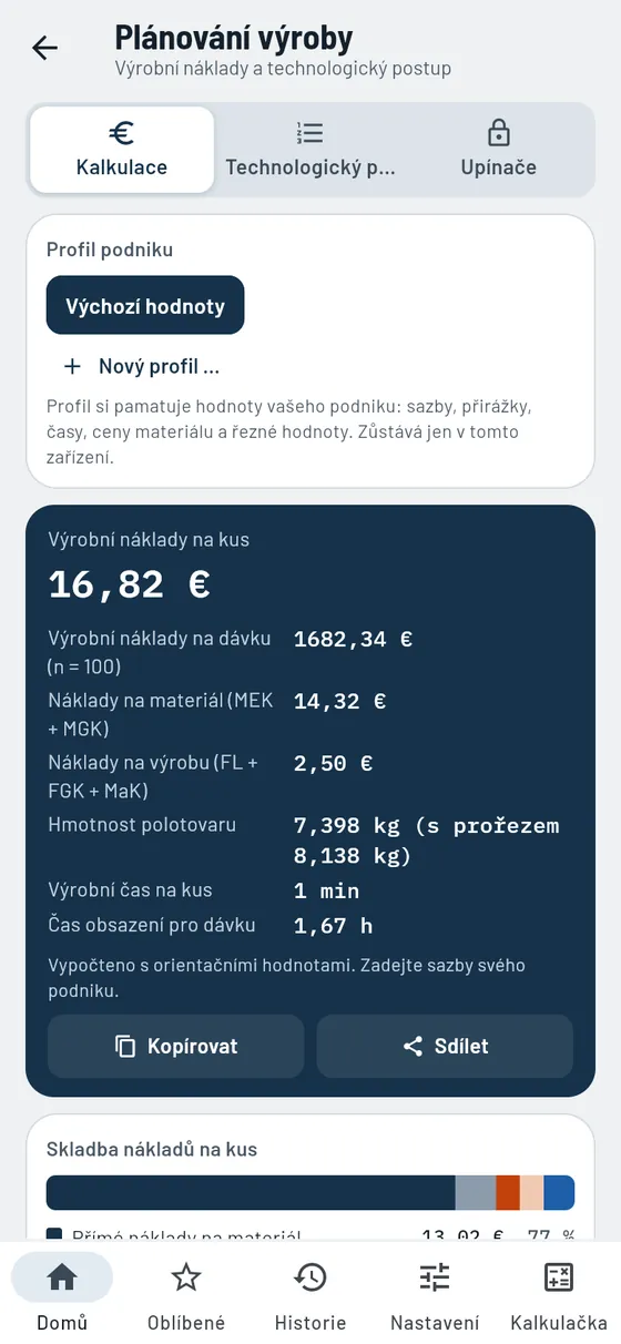 Gesello: Plánování výroby – Výrobní náklady