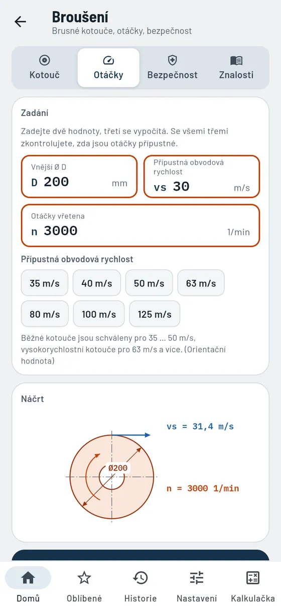 Gesello: Brusné kotouče – otáčky