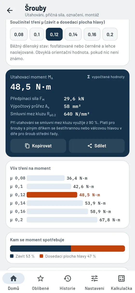 Gesello: Šrouby – utahovací moment M10 8.8