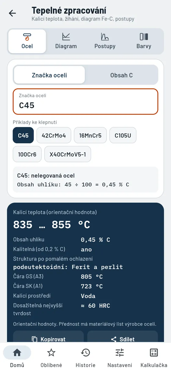Gesello: Tepelné zpracování – Ocel C45