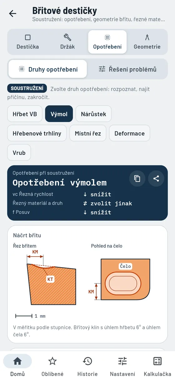 Gesello: Břitové destičky – rozpoznání opotřebení