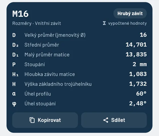 Takto to vypadá v aplikaci Gesello: Závity