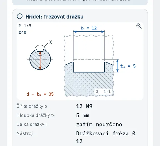 Takto to vypadá v aplikaci Gesello: Normalizované součásti