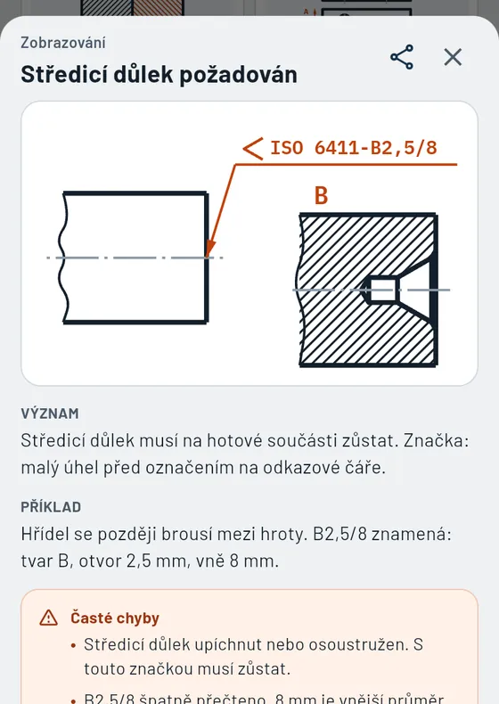Takto to vypadá v aplikaci Gesello: Výkresové značky