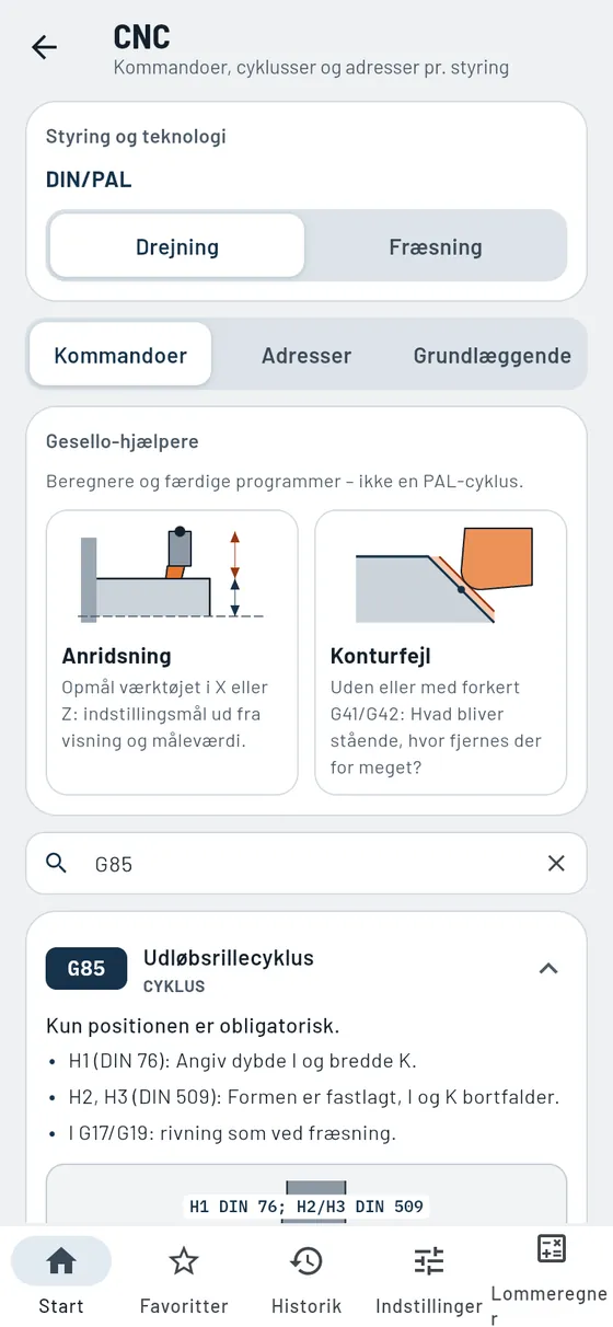 Gesello: CNC – drejning: G85