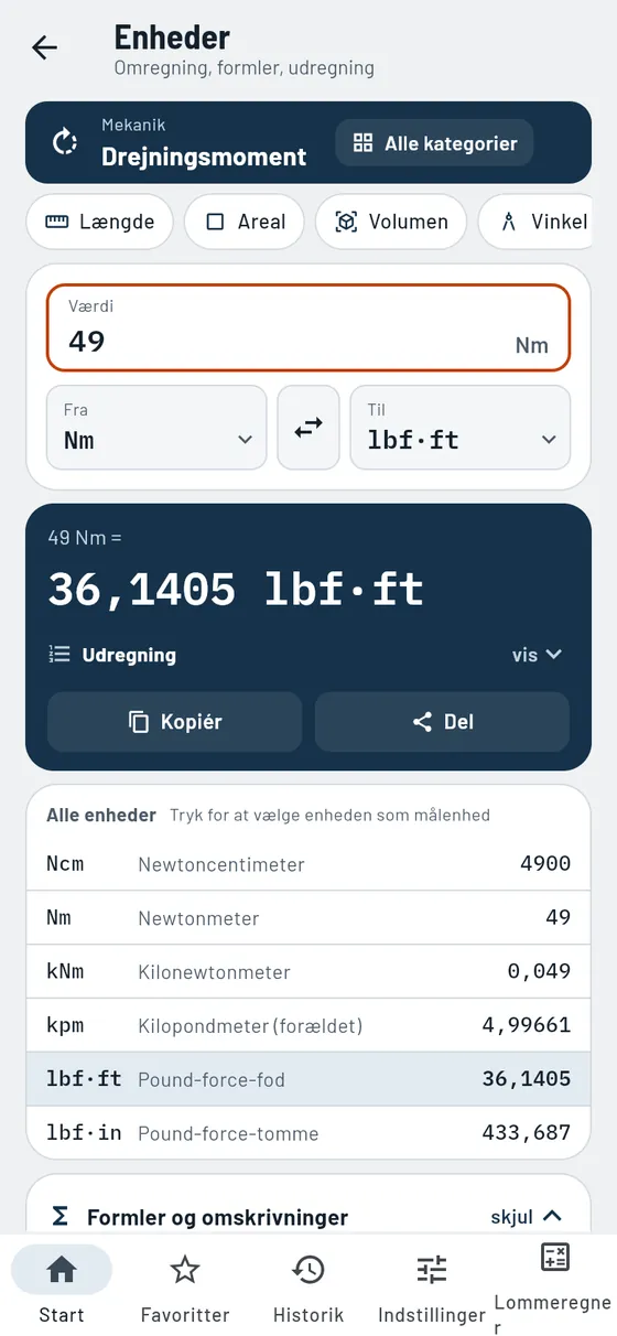 Gesello: Enheder – Drejningsmoment
