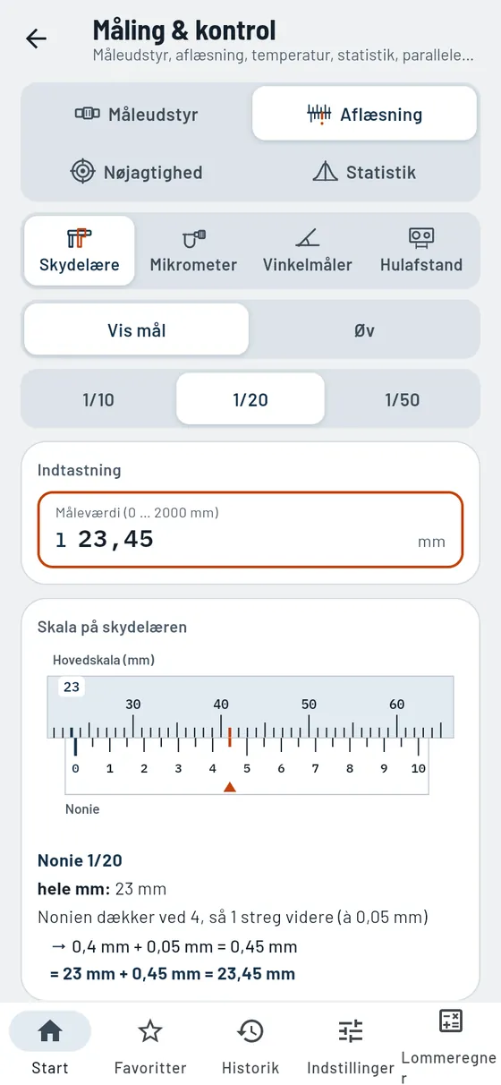 Gesello: måling & kontrol – aflæsning af skydelære
