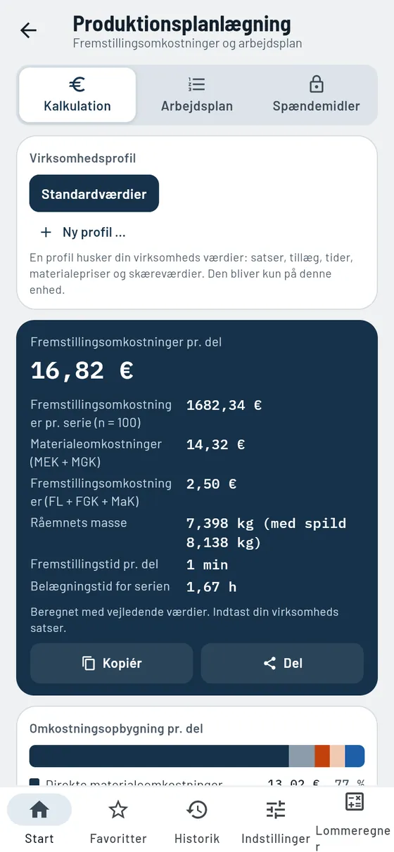 Gesello: Produktionsplanlægning – Fremstillingsomkostninger