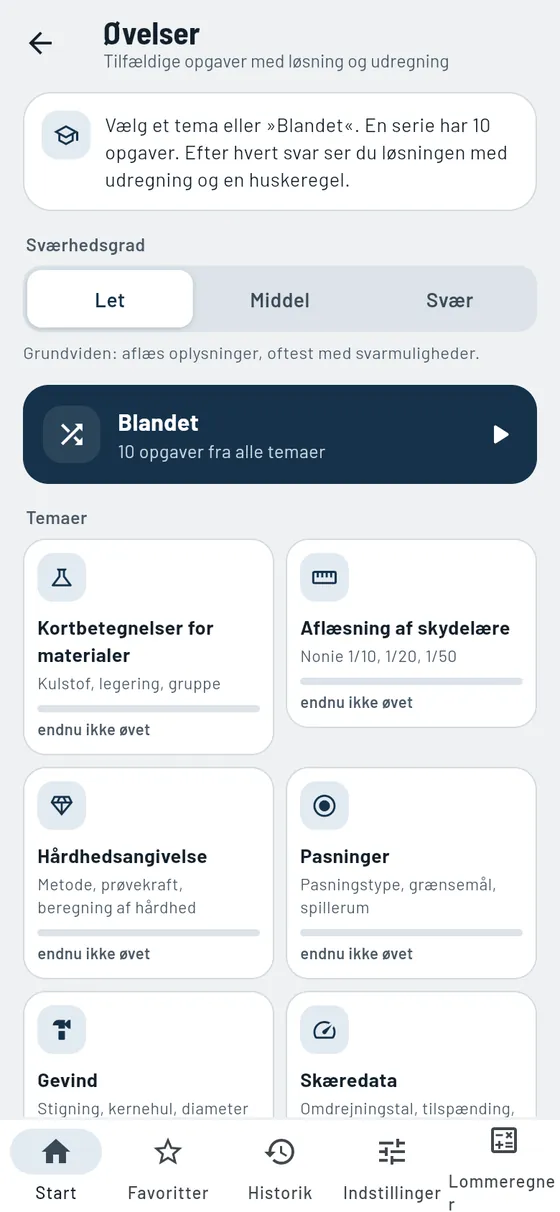 Gesello: Øvelser – Vælg temaer