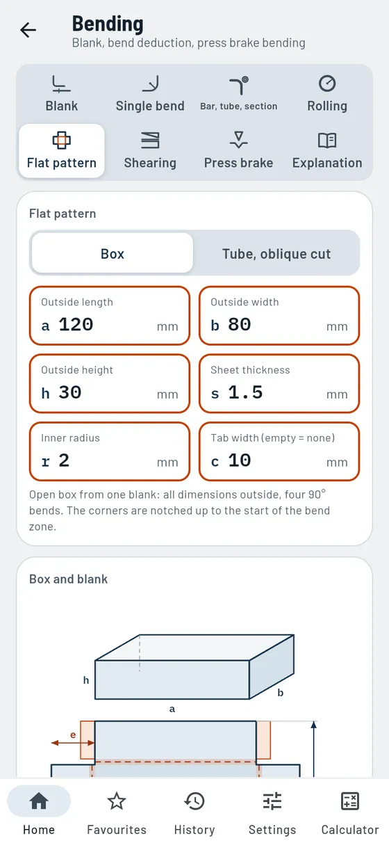 Gesello: Bending – Box flat pattern