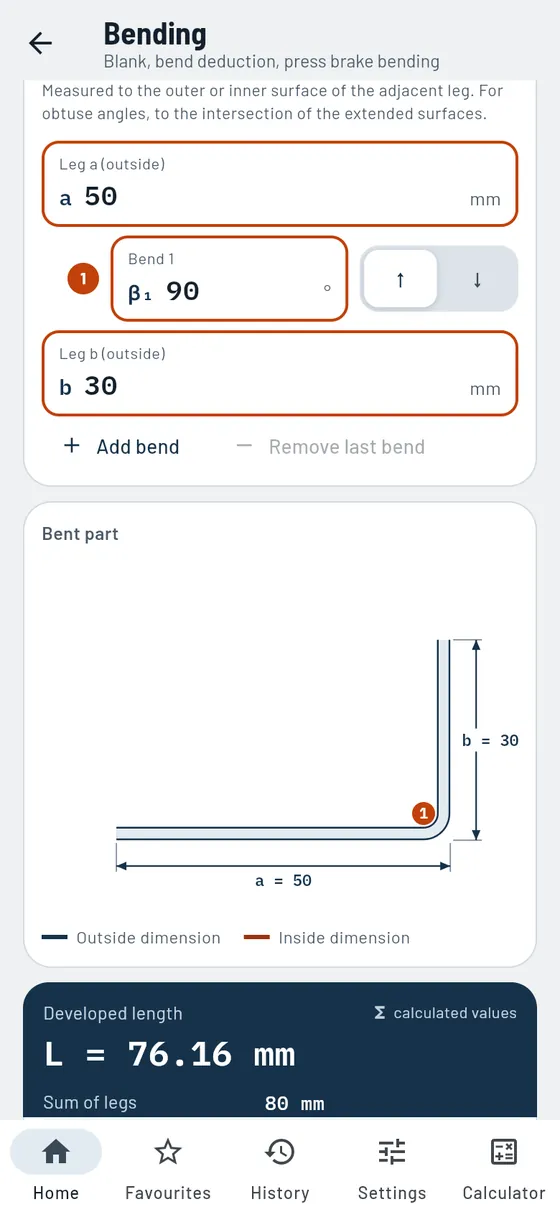 Gesello: Bending – Blank for a bent part