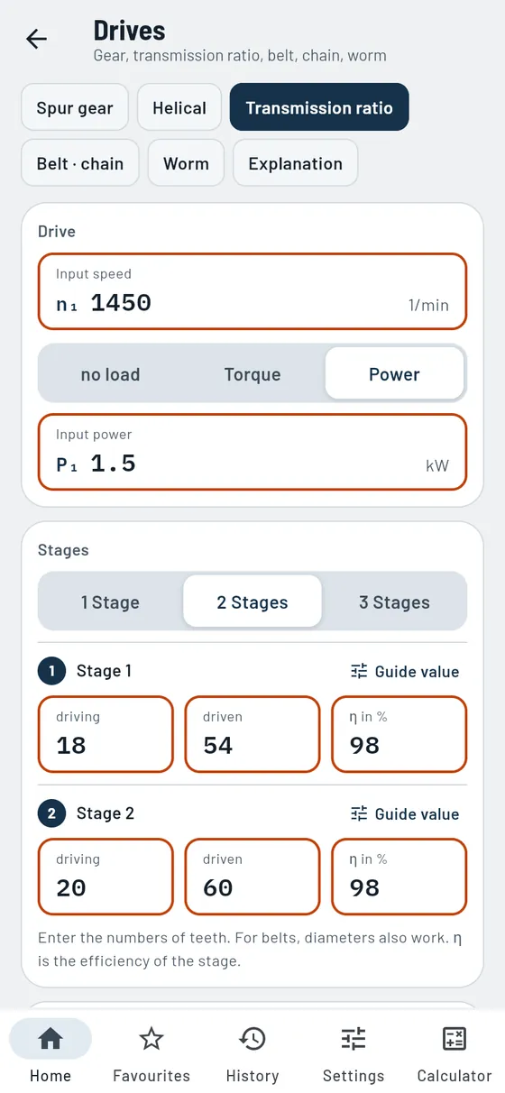 Gesello: Drives – Transmission ratio