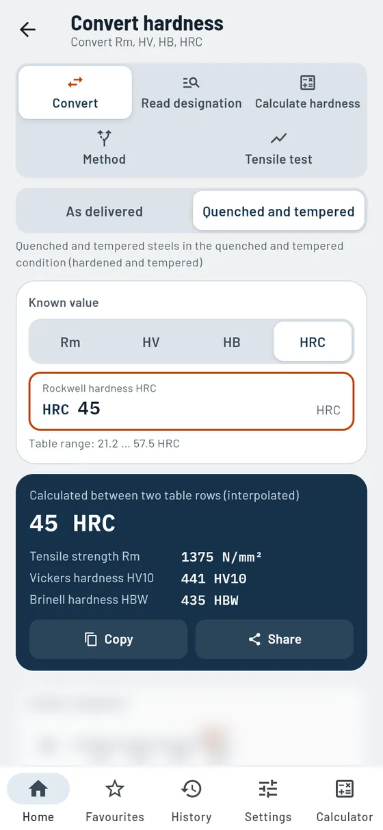 Gesello: Hardness conversion – Hardness conversion