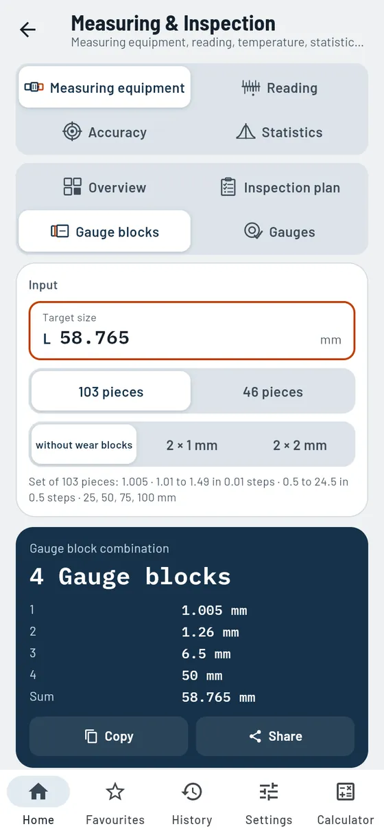 Gesello: measuring & inspection – combining gauge blocks