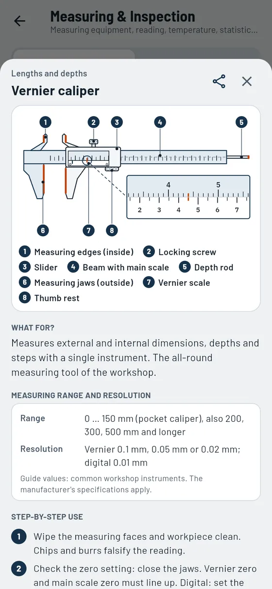 Gesello: measuring & inspection – measuring equipment: vernier caliper
