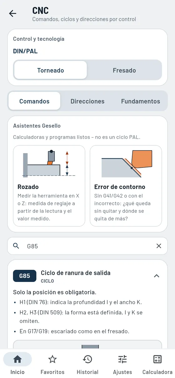 Gesello: CNC – Torneado: G85