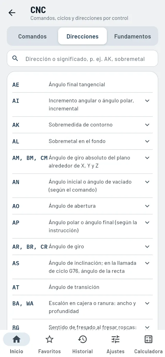 Gesello: CNC – Direcciones con búsqueda