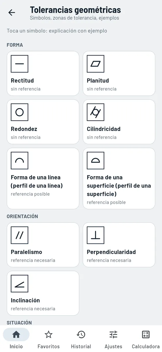 Gesello: forma y posición – todos los símbolos