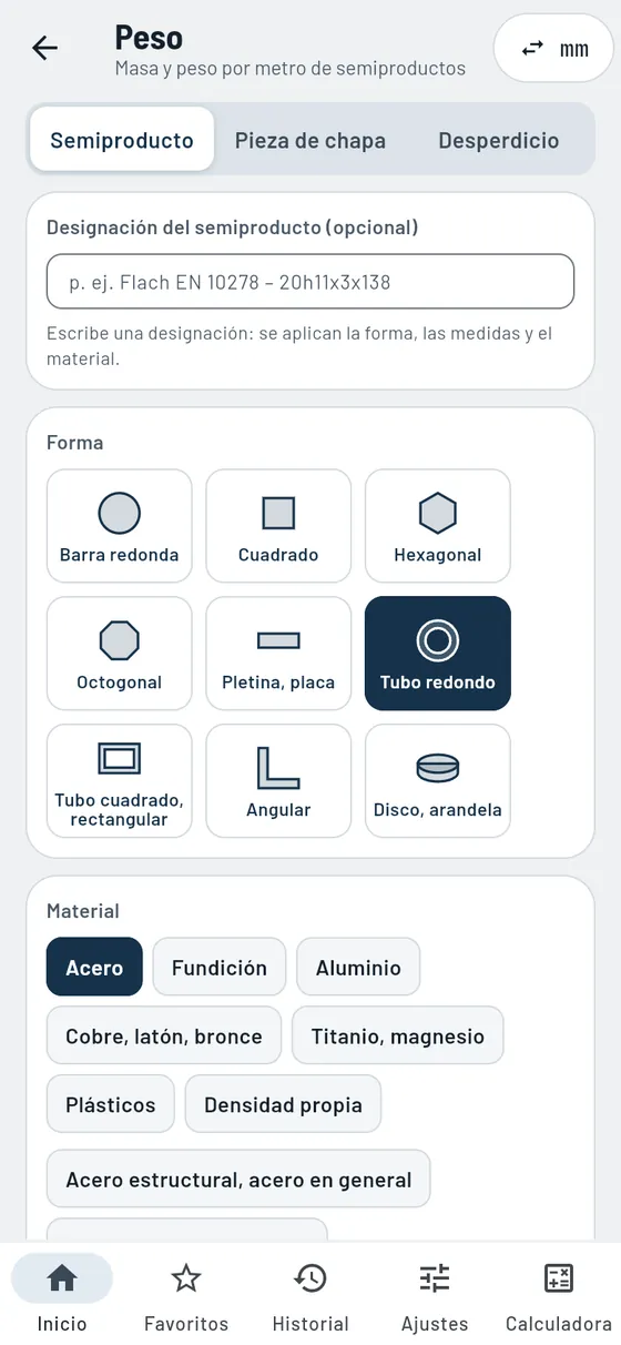 Gesello: Pesos – Tubo de acero inoxidable