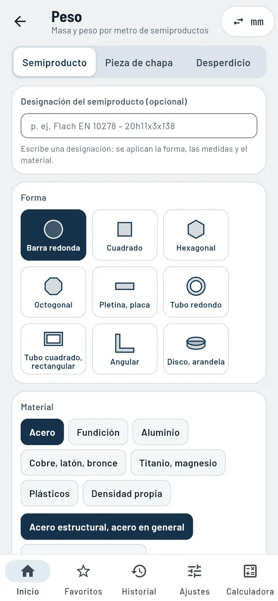 Gesello: Pesos – Redondo de acero