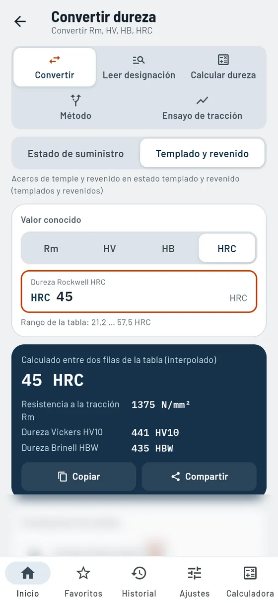 Gesello: Conversión de durezas – Conversión de durezas
