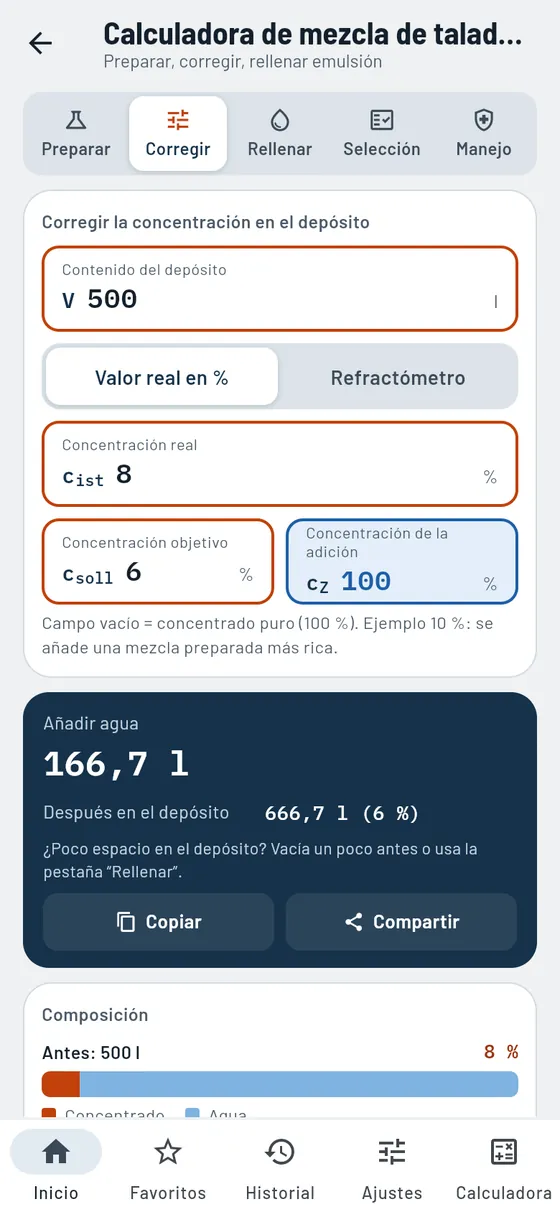 Gesello: Fluido de corte – Corregir la concentración