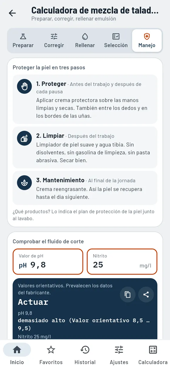 Gesello: Fluido de corte – Mantenimiento y valores de control