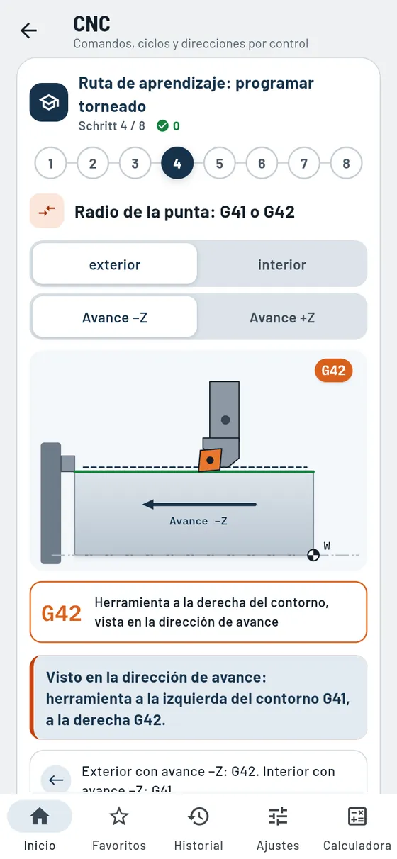 Gesello: CNC – Ruta de aprendizaje de torneado: G41 o G42