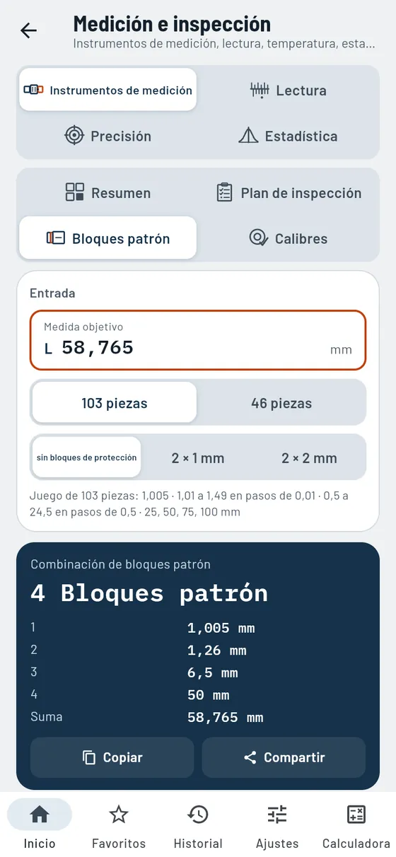 Gesello: medición e inspección – combinar bloques patrón