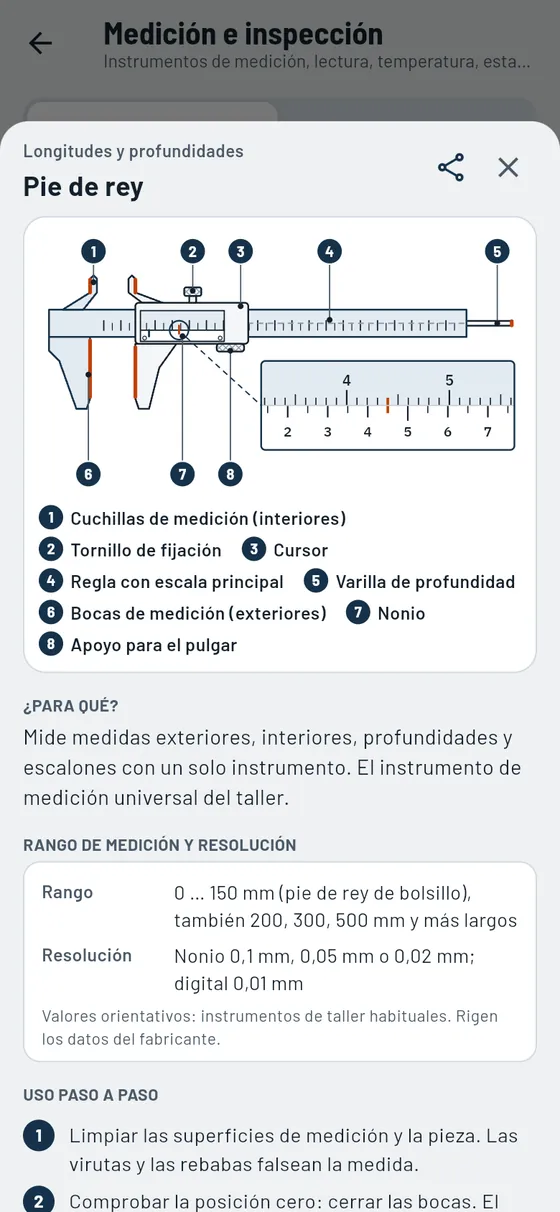 Gesello: medición e inspección – instrumento: pie de rey