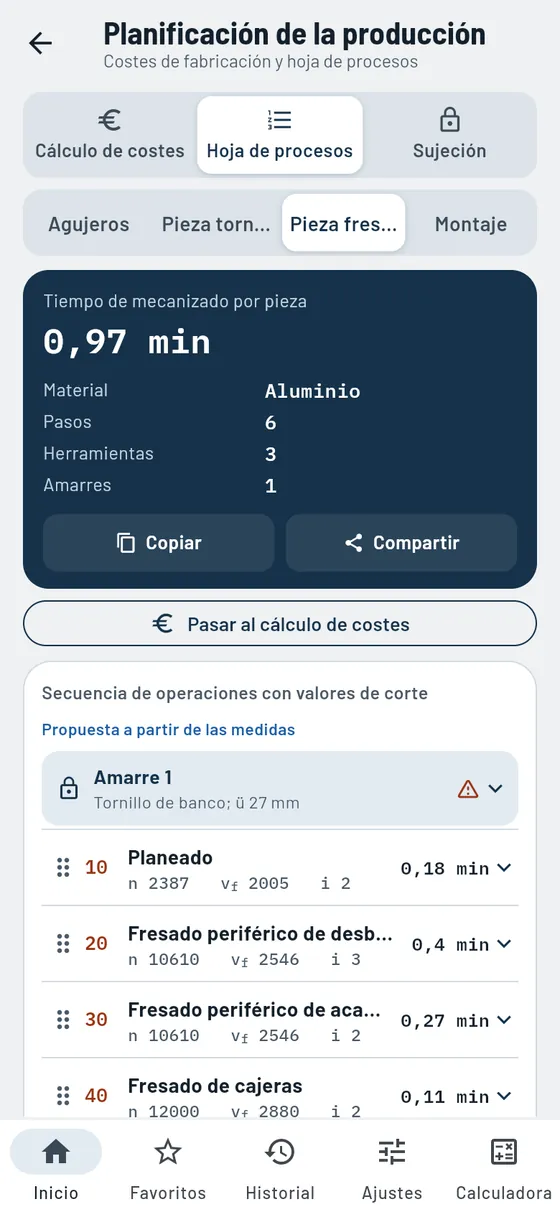 Gesello: Planificación de la producción – Hoja de procesos: pieza fresada