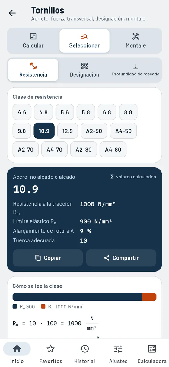 Gesello: tornillos – clase de resistencia 10.9