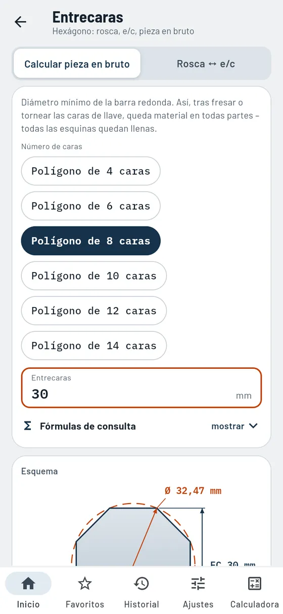 Gesello: entrecaras – octógono a partir de redondo