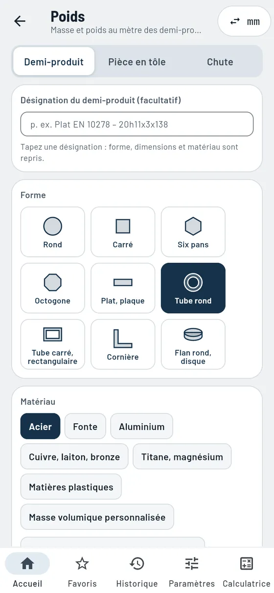 Gesello&nbsp;: Poids – Tube en inox