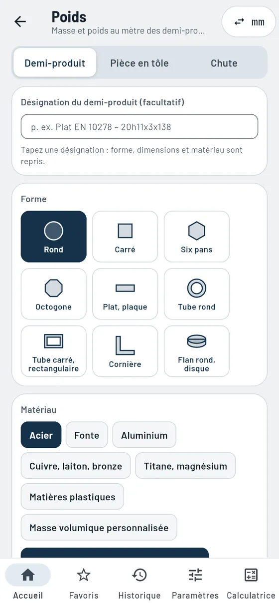 Gesello&nbsp;: Poids – Rond en acier