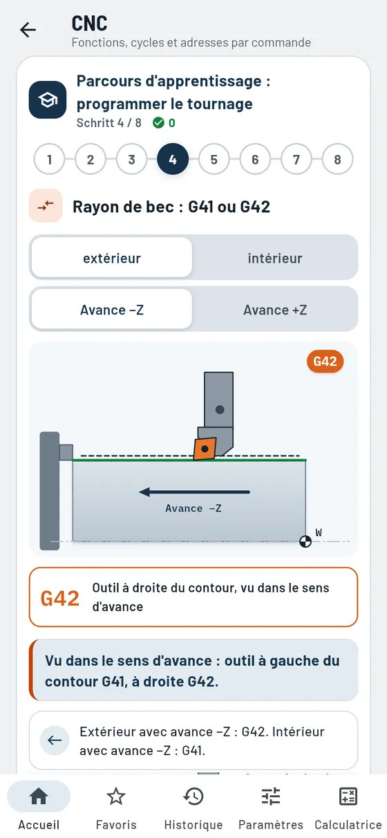 Gesello : CNC – parcours tournage : G41 ou G42