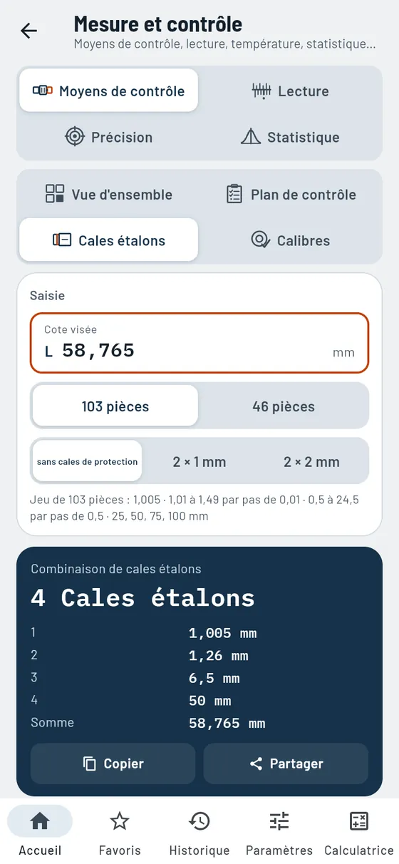 Gesello : mesure et contrôle – combiner des cales étalons