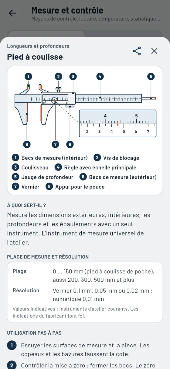Gesello&nbsp;: mesure et contrôle – moyen de contrôle&nbsp;: pied à coulisse