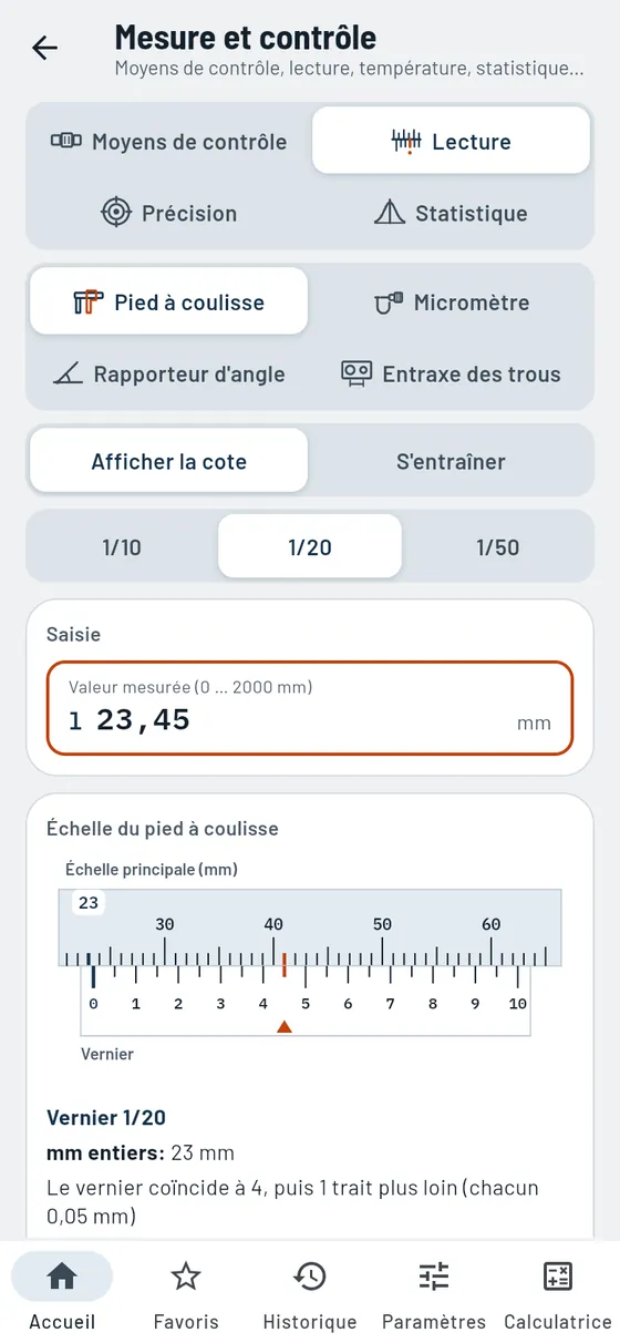 Gesello : mesure et contrôle – lire un pied à coulisse