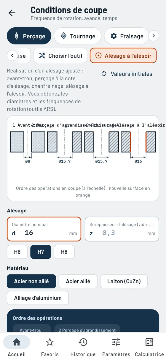 Gesello : conditions de coupe – alésage à l’alésoir