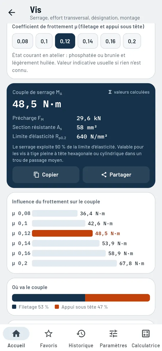 Gesello&nbsp;: vis – couple de serrage M10 8.8