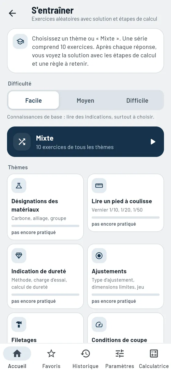 Gesello&nbsp;: S'entraîner – Choisir les thèmes