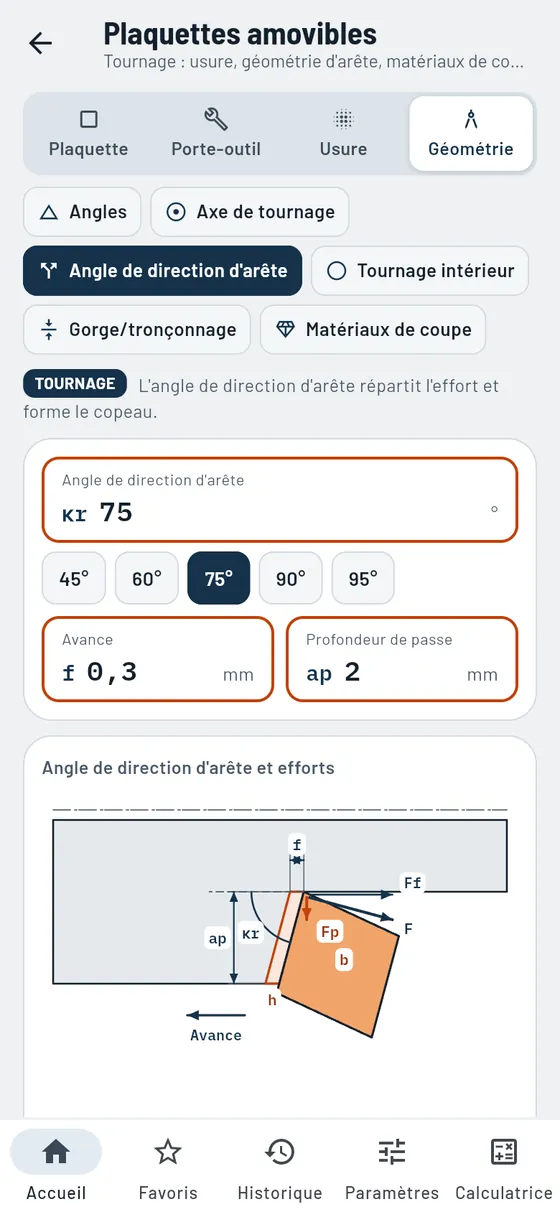 Gesello&nbsp;: Plaquettes amovibles – Angle de direction d'arête