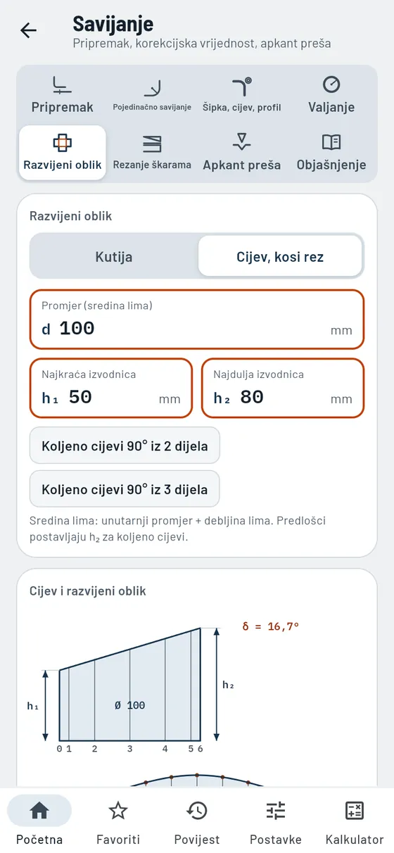 Gesello: Savijanje – Koso odrezana cijev